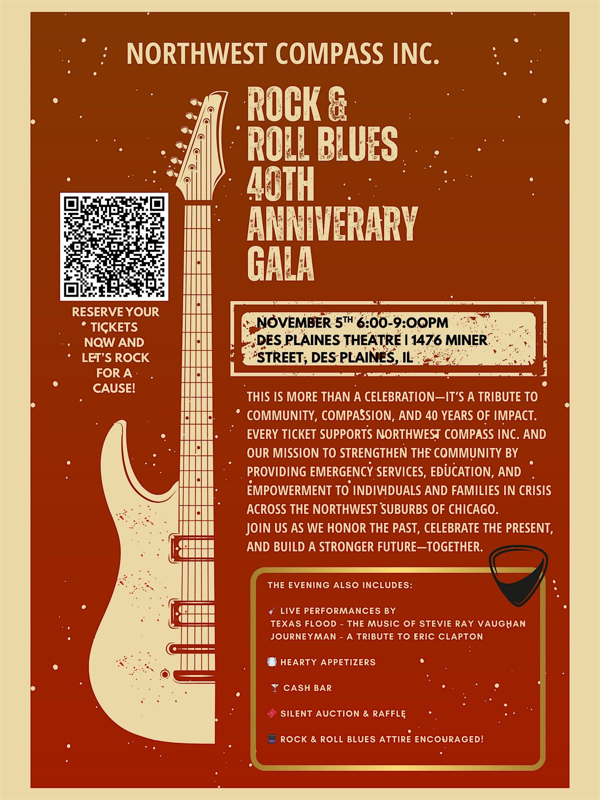 Rock & Roll Blues – Northwest Compass Inc.’s 40th Anniversary Gala, 5 November | Event in Des Plaines