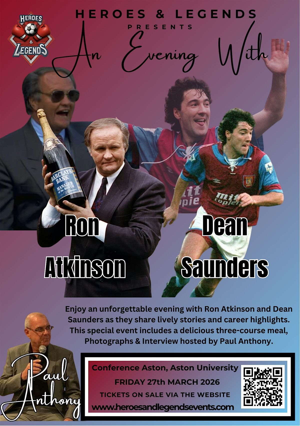An Evening with Ron Atkinson & Dean Saunders, 27 March | Event in Birmingham | AllEvents