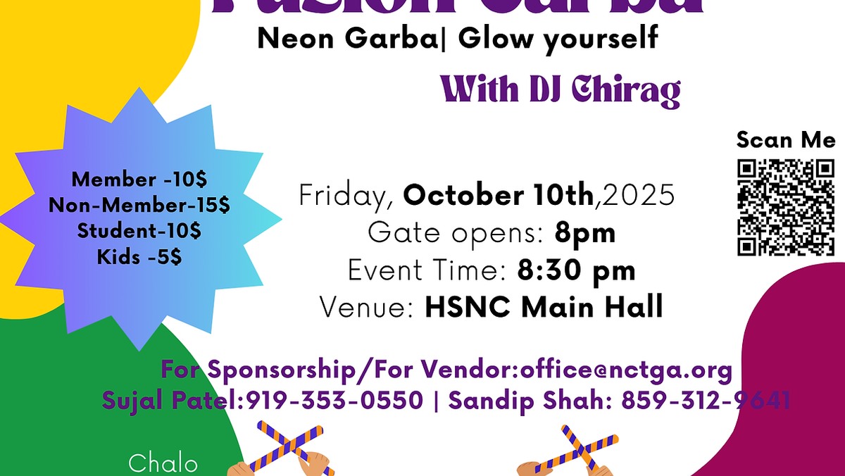 TGA Sharad Purnima Garba Oct 10th 2025, 10 October | Event in Morrisville | AllEvents