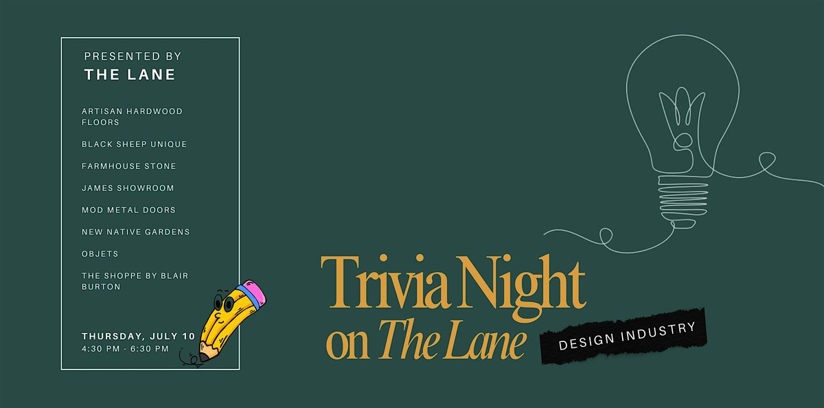 Design + Build Trivia Night on The Lane, 10 July | Event in Austin | AllEvents