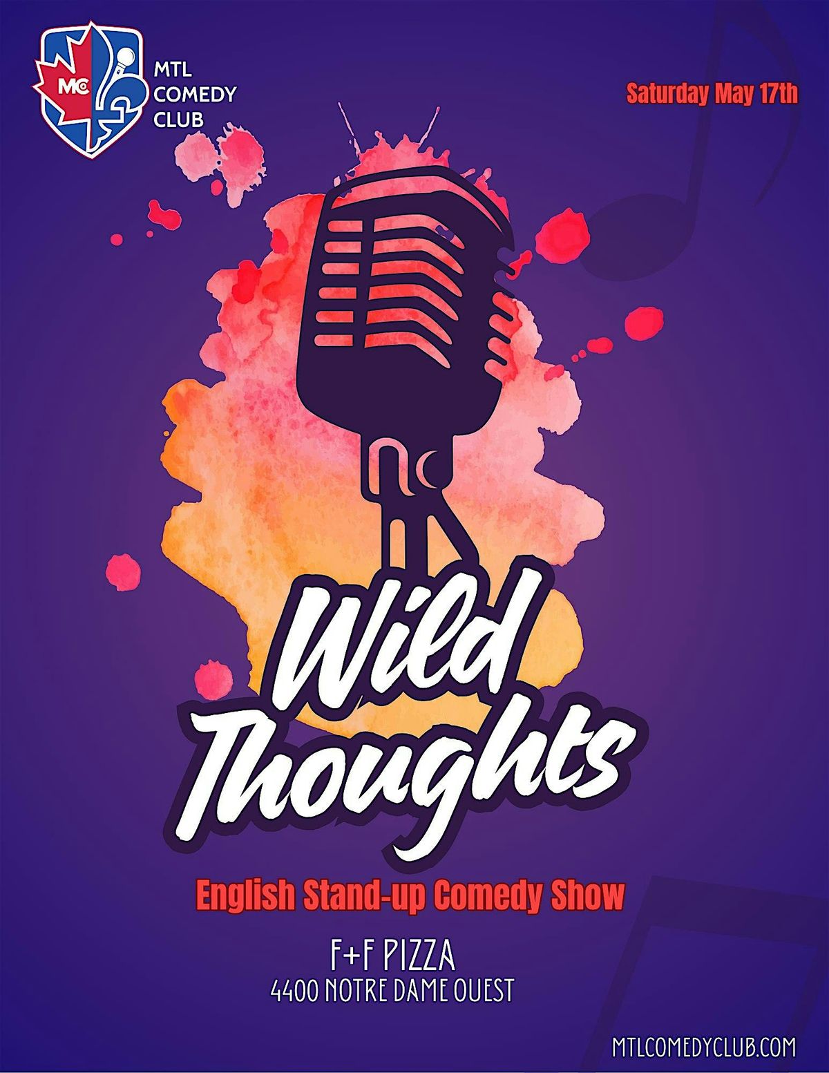 Wild Thoughts – Stand-Up Comedy at F+F Pizza (Saturday, May 17th, 2025), 17 May | Event in Montréal | AllEvents