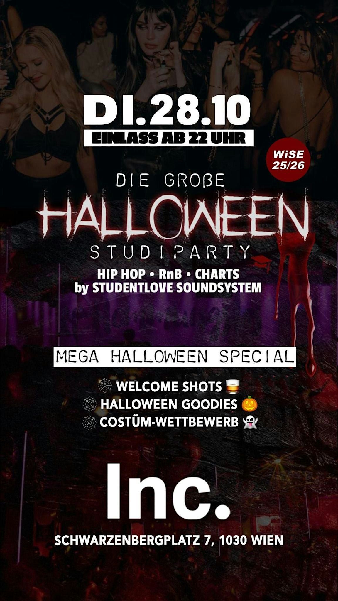 HALLOWEEN       STUDI PARTY • WiSE 25/26, 28 October | Event in Wien | AllEvents