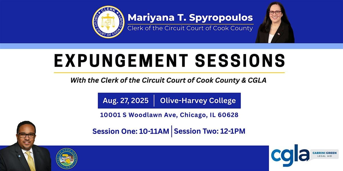 Expungement Sessions with the Clerk of the Circuit Court & CGLA, 27 August | Event in Chicago | AllEvents
