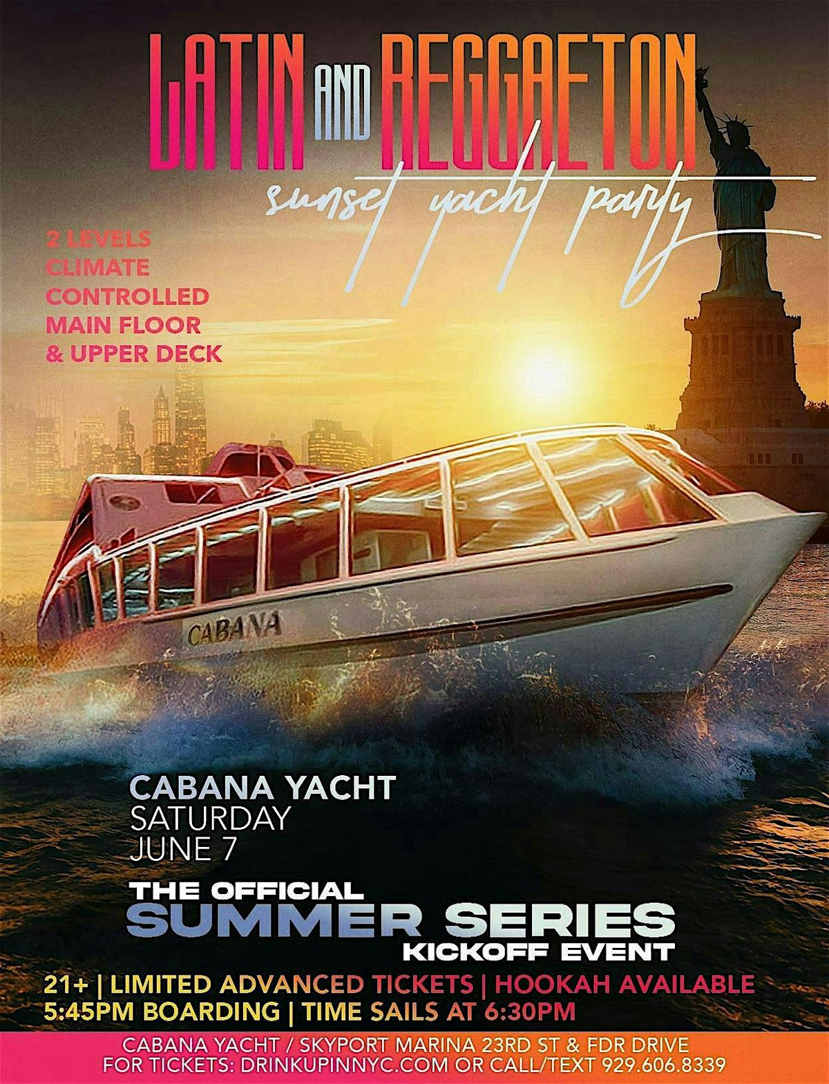 LATIN & REGGAETON SUNSET YACHT PARTY | NYC Sunset Yacht Party Summer Series, 7 June | Event in New York
