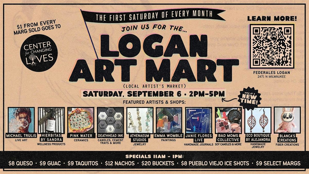 Logan Art Mart at Federales in Logan Square, 6 September | Event in Chicago | AllEvents