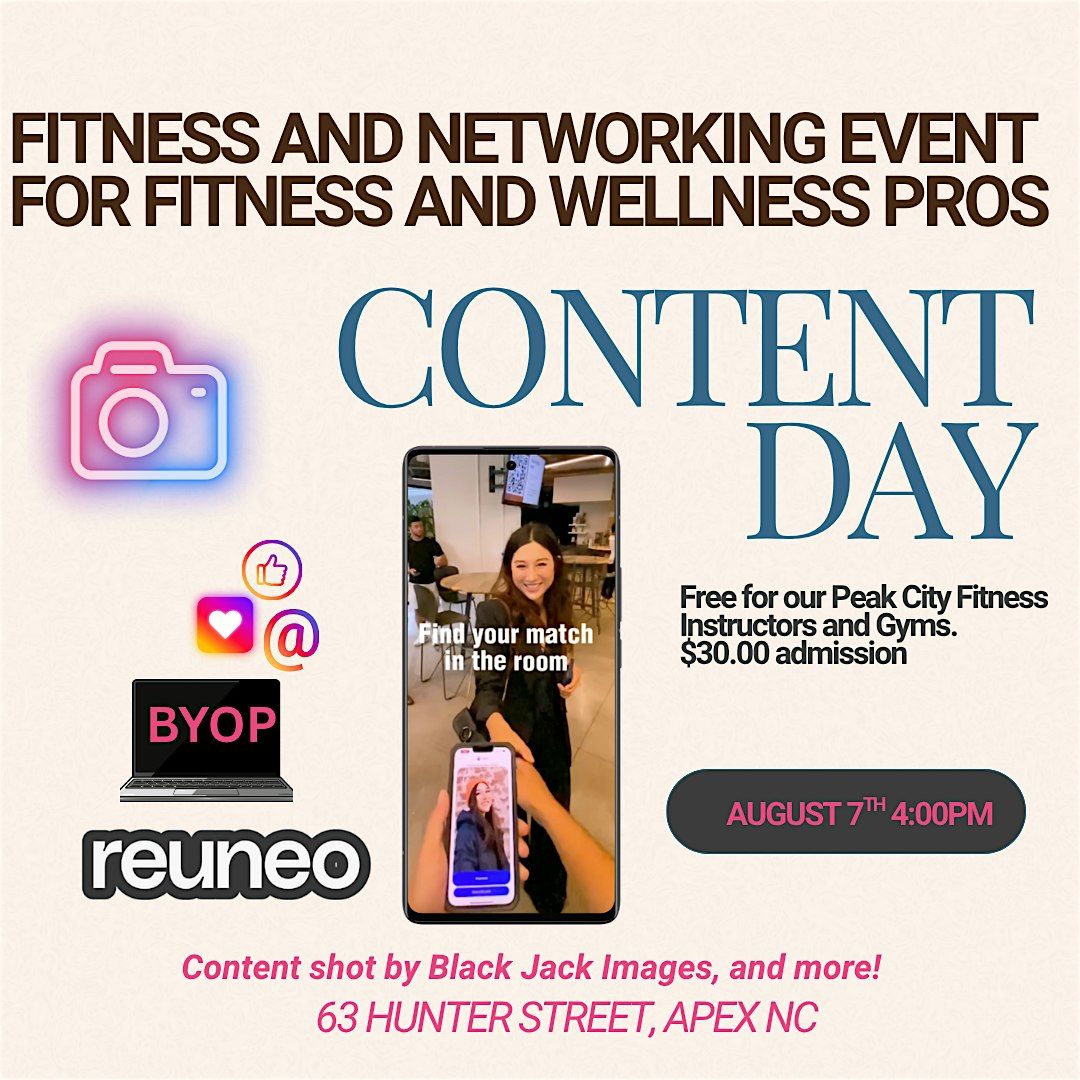 Fitness Networking For Fitness and Wellness Pros: Content Day, 7 August | Event in Apex | AllEvents