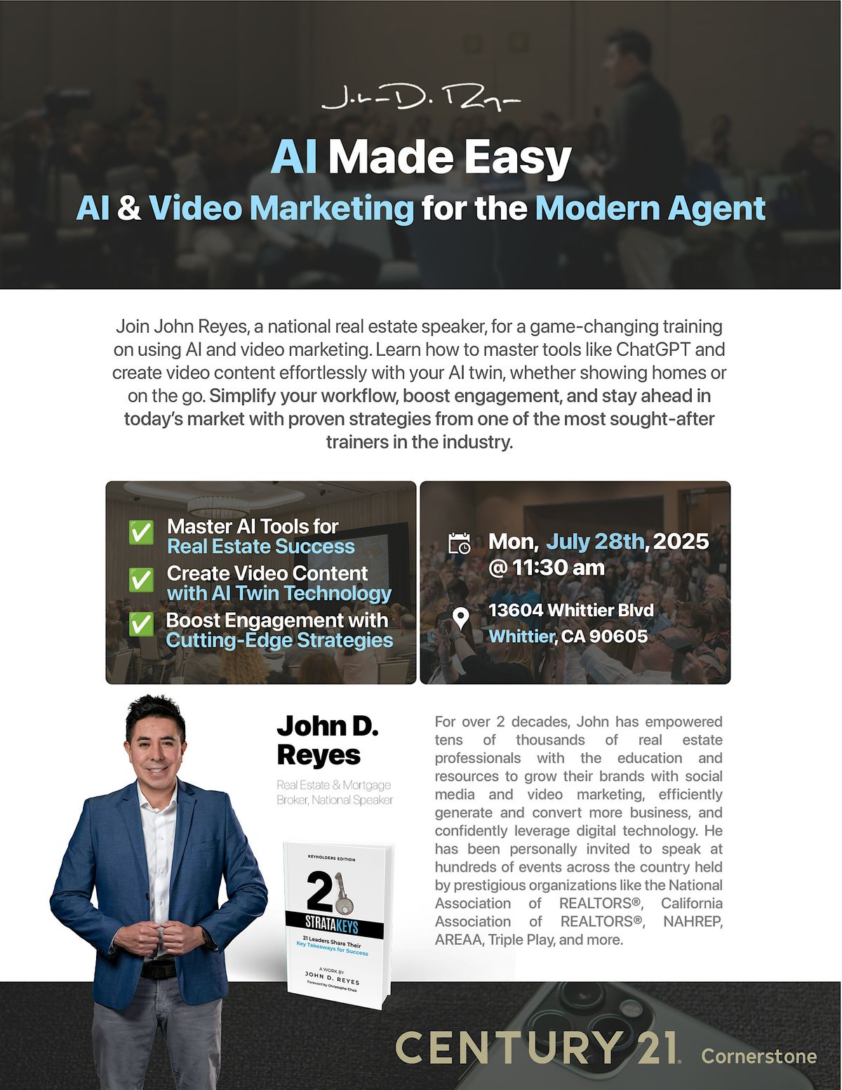 AI & Video Marketing for The Modern Agent with John Reyes, 28 July | Event in Whittier | AllEvents