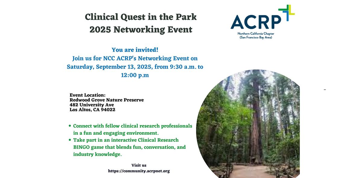 NCC ACRP: Clinical Quest in the Park – 2025 Networking Event, 13 September | Event in Los Altos | AllEvents