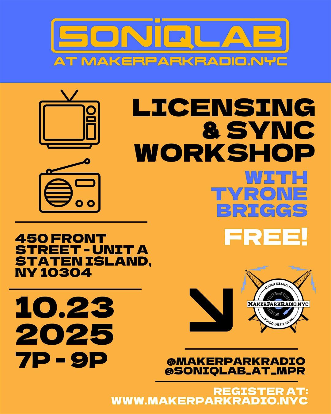 LICENSING & SYNC WORKSHOP W/ TYRONE BRIGGS, 23 October | Event in Staten Island | AllEvents