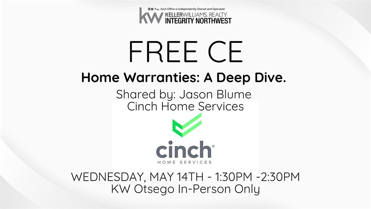 FREE CE | Home Warranties:  A Deep Dive, 14 May | Event in Otsego | AllEvents