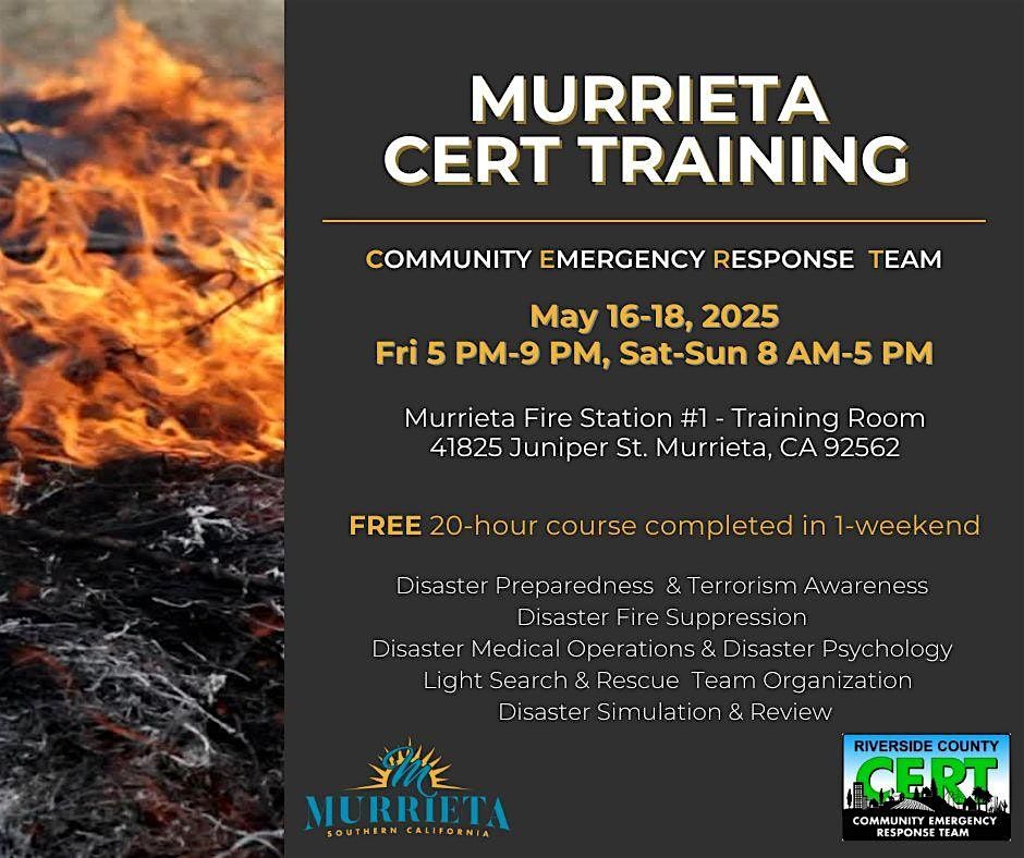 CERT Basic Course, 16 May | Event in Murrieta | AllEvents