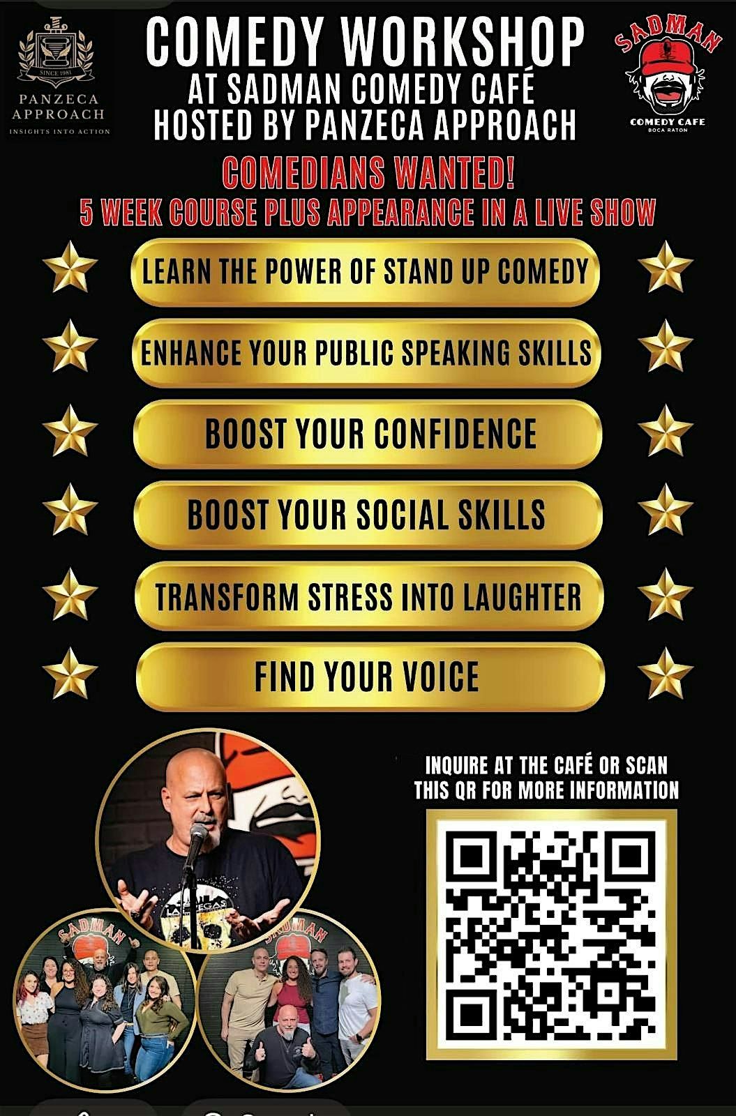 Comedy Workshop, Panzeca Approach, For New And Existing Comedians, 8 October | Event in Boca Raton | AllEvents