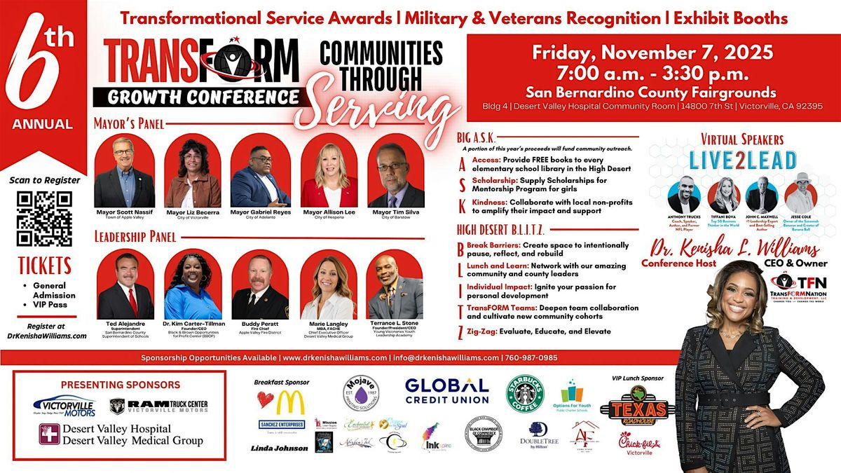 6th Annual High Desert TransFORM Growth Conference 2025, 7 November | Event in Victorville | AllEvents