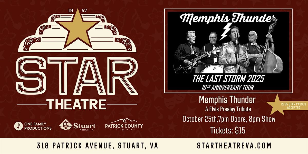 Memphis Thunder @ The Star Theatre, 25 October | Event in Stuart | AllEvents