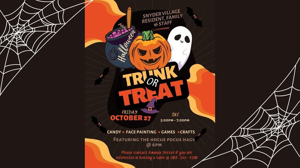 Trunk or Treat at Snyder Village, Snyder Village, Metamora, October 27