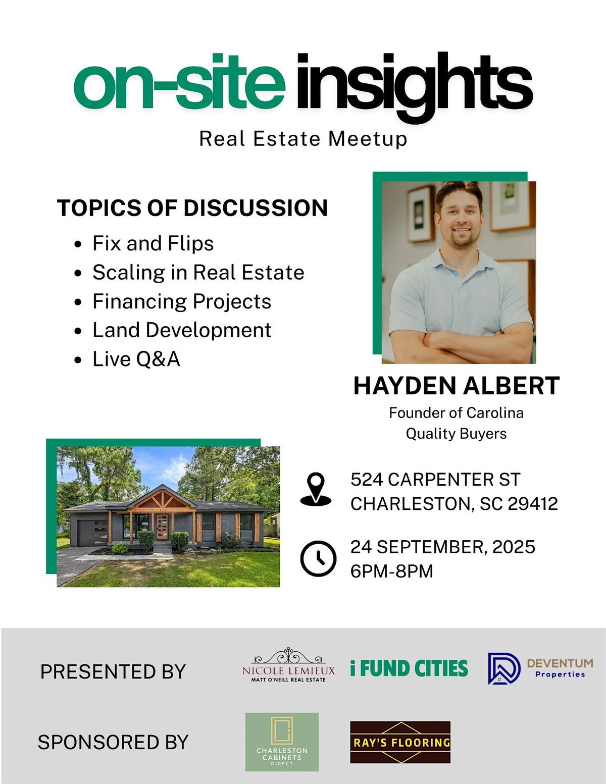 On-site Insights - Hayden Albert, Carolina Quality Buyers, 24 September | Event in Charleston | AllEvents