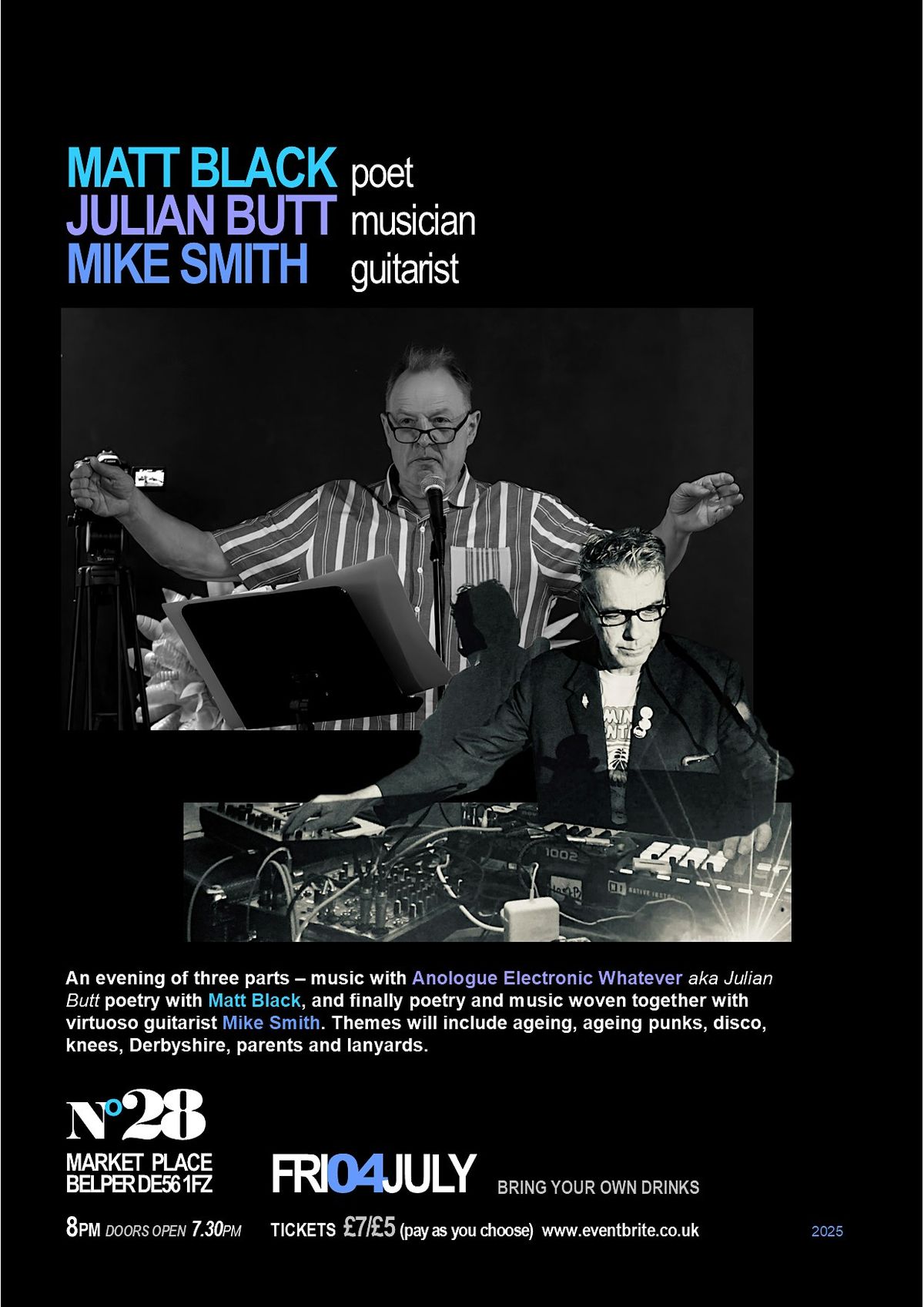 Age and Stage: Poetry and Music with Matt Black, Julian Butt and Mike Smith, 4 July | Event in Belper | AllEvents
