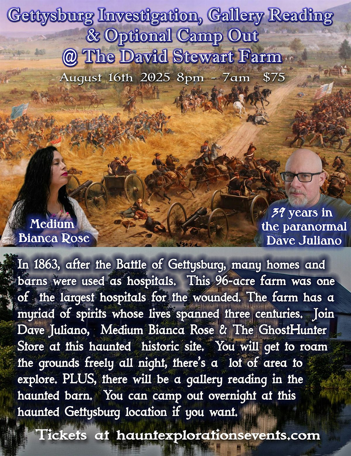 Gettysburg Investigation, Gallery Reading and Optional Camp Out, 16 August | Event in Gettysburg | AllEvents