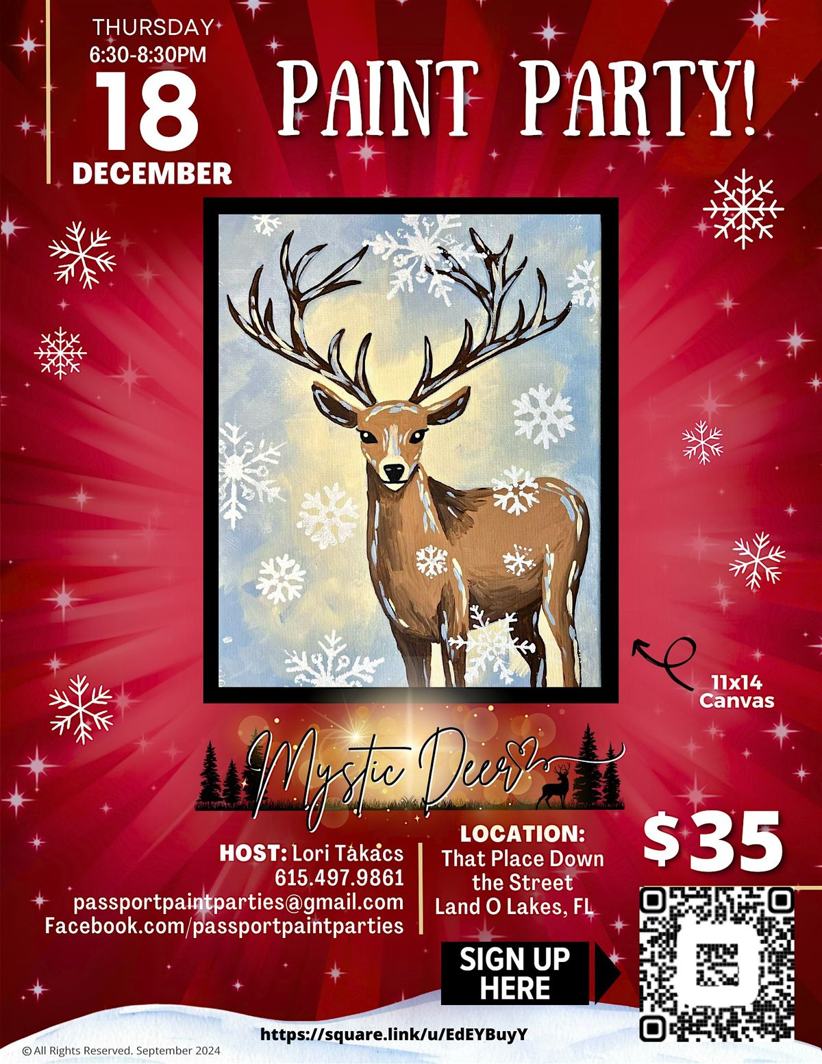 12.18.25 Mystic Deer Paint and Sip at That Place Down the Street, 18 December | Event in Land O' Lakes | AllEvents