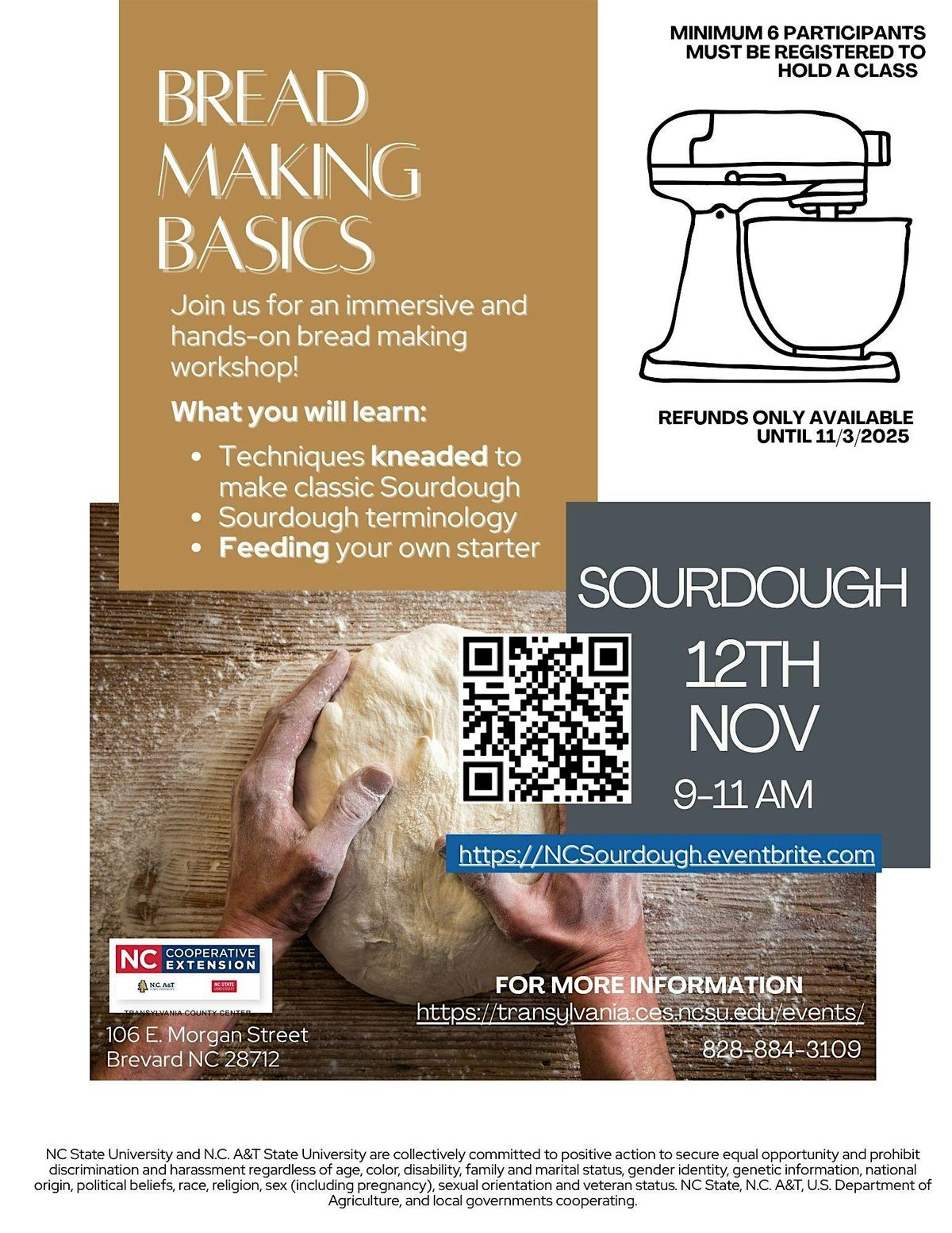 Bread Baking Basics: Sourdough, 12 November | Event in Brevard | AllEvents