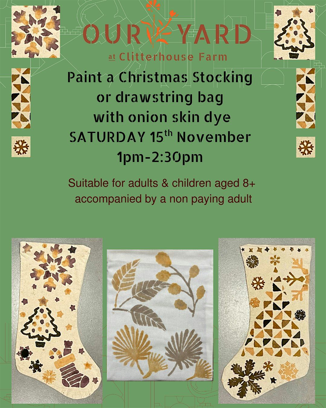 Paint a festive stocking or drawstring bag with onion skin dye, 14 December | Event in Harrow | AllEvents