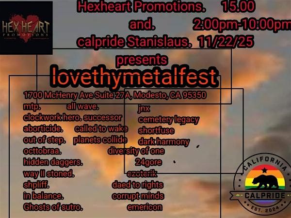 Lovethymetalfest, 22 November | Event in Modesto | AllEvents