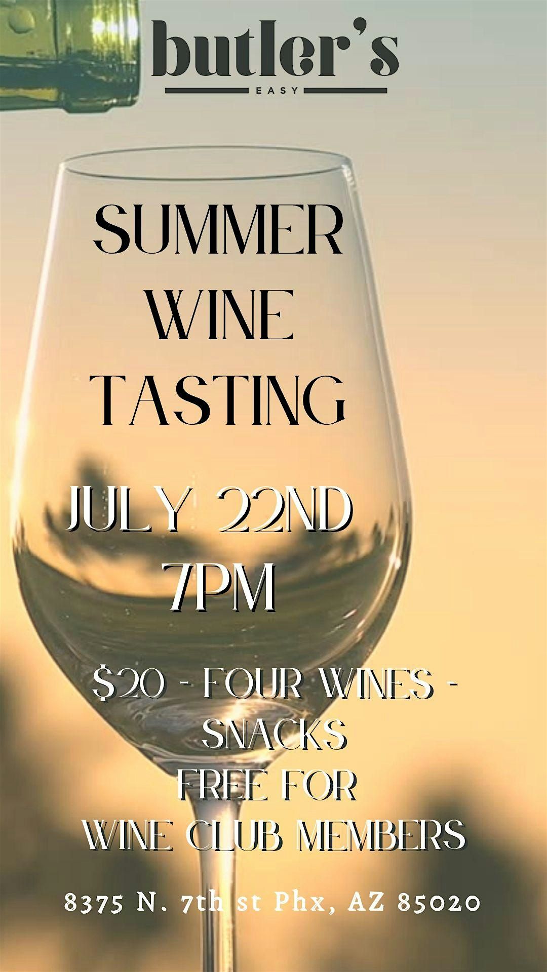 Summer Wine Tasting at Butler's Easy!, 22 July | Event in Phoenix | AllEvents