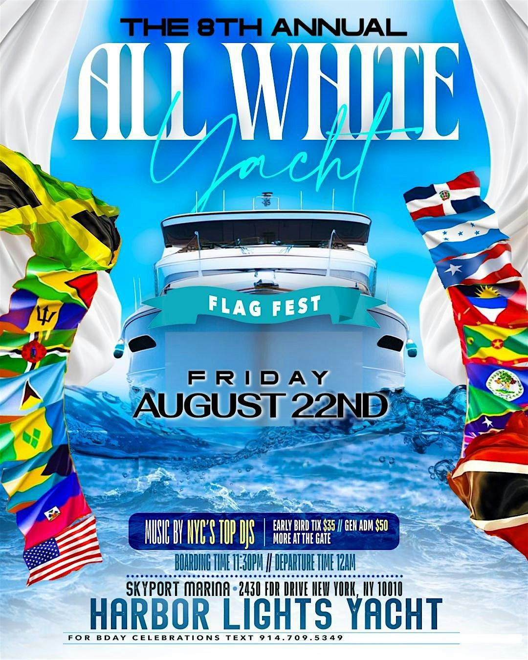 ALL WHITE YACHT PARTY ( 8th ANNUAL ) REP YOUR FLAG, 22 August | Event in New York | AllEvents