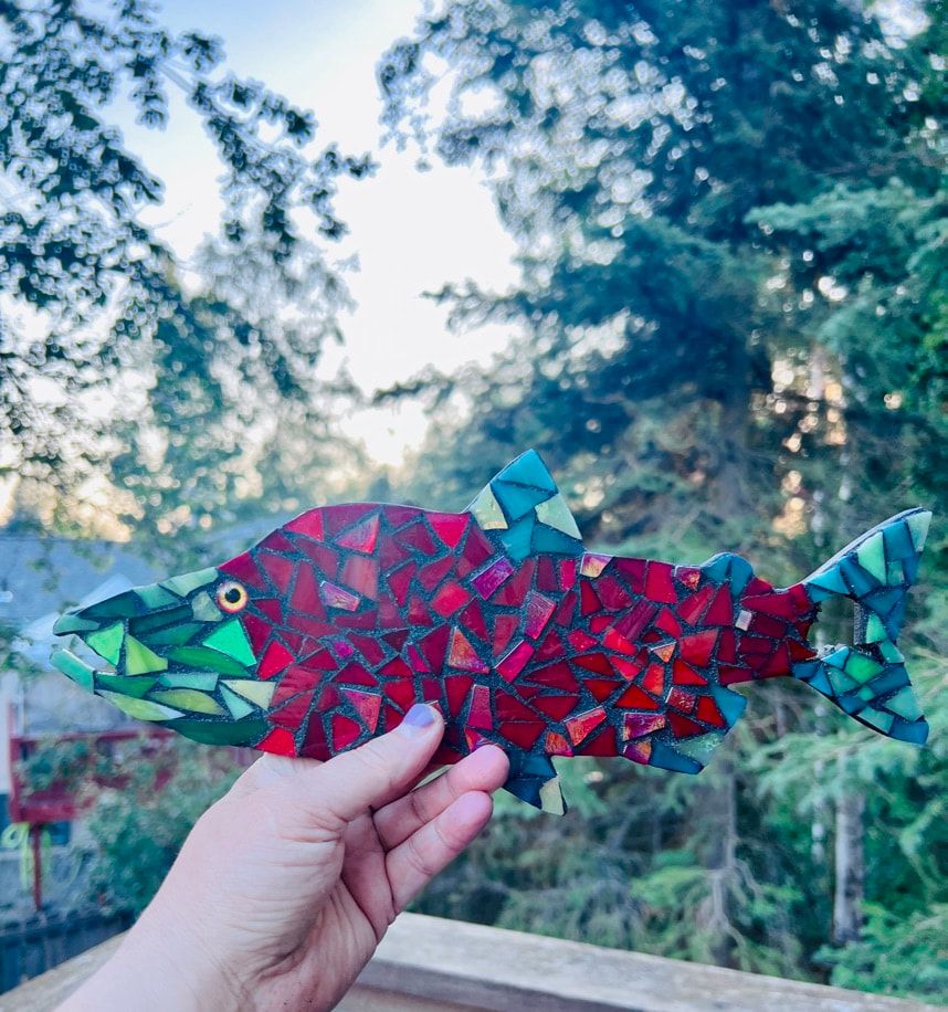 Art ClassSip & Nip Mosaic Salmon, Turnagain Arts Buildings, Anchorage