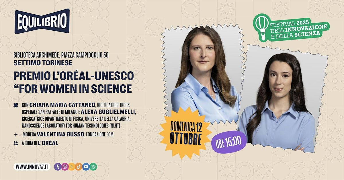 PREMIO L'Oréal-UNESCO  "FOR WOMEN IN SCIENCE", 12 October | Event in Settimo Torinese | AllEvents