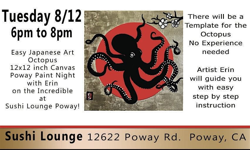 Paint Night at Sushi Lounge Poway with Erin, 12 August | Event in Poway | AllEvents