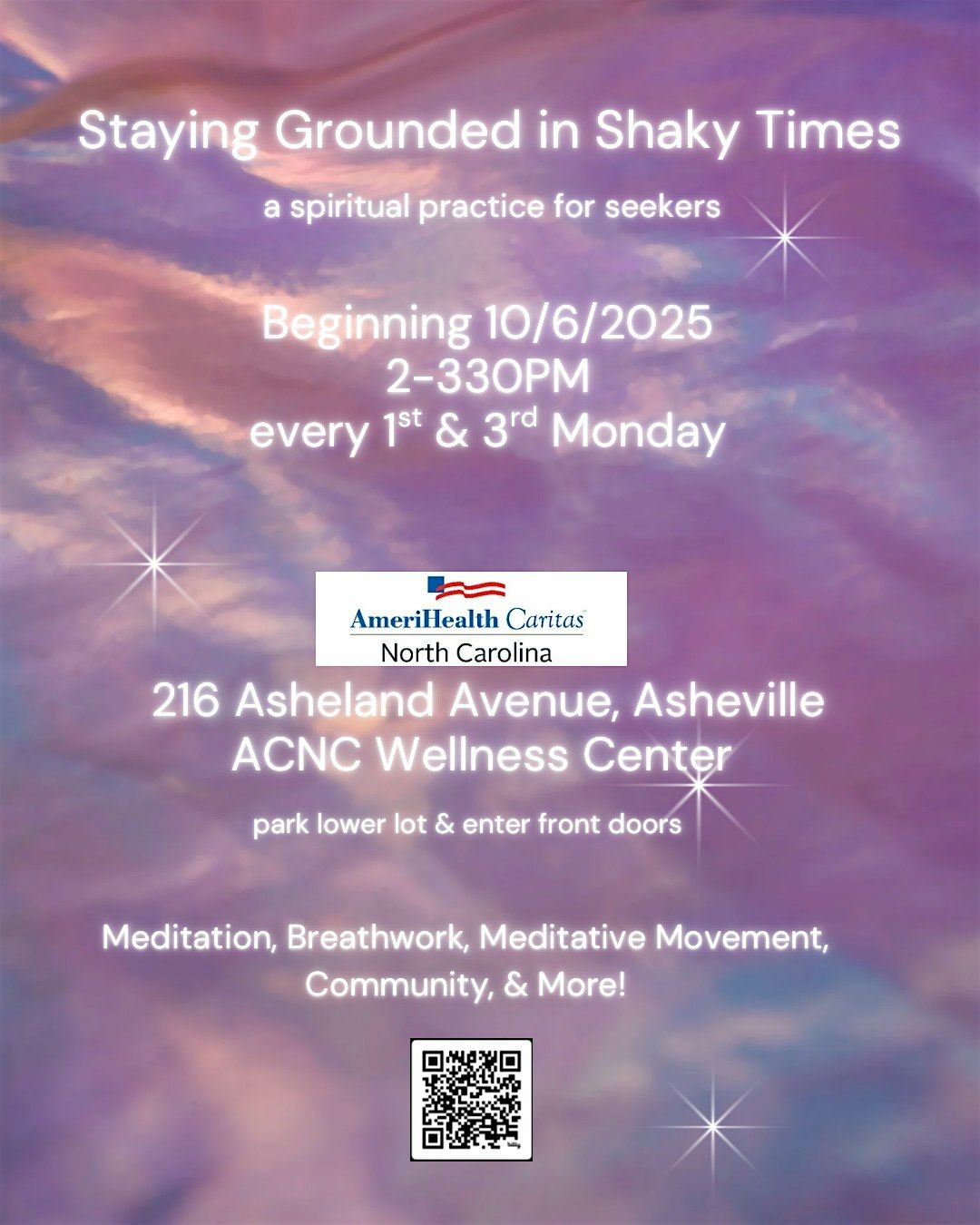 STAYING GROUNDED IN SHAKY TIMES: Free Recurring Event (1st & 3rd Mondays), 6 October | Event in Asheville