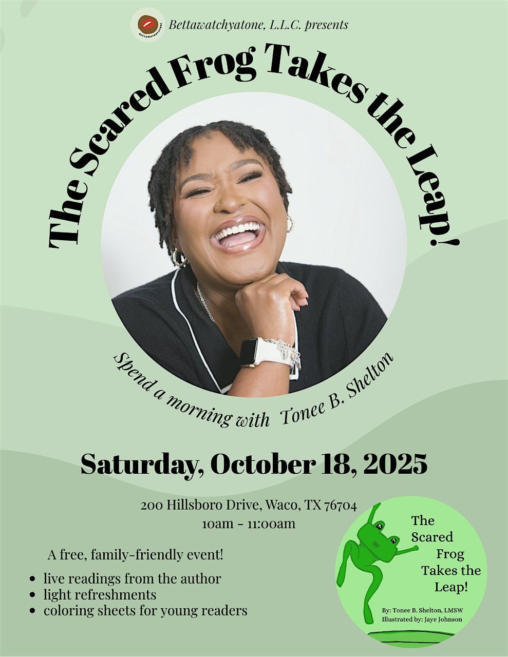 Book Launch of "The Scared Frog Takes the Leap" by Author Tonee B.  Shelton, 18 October | AllEvents