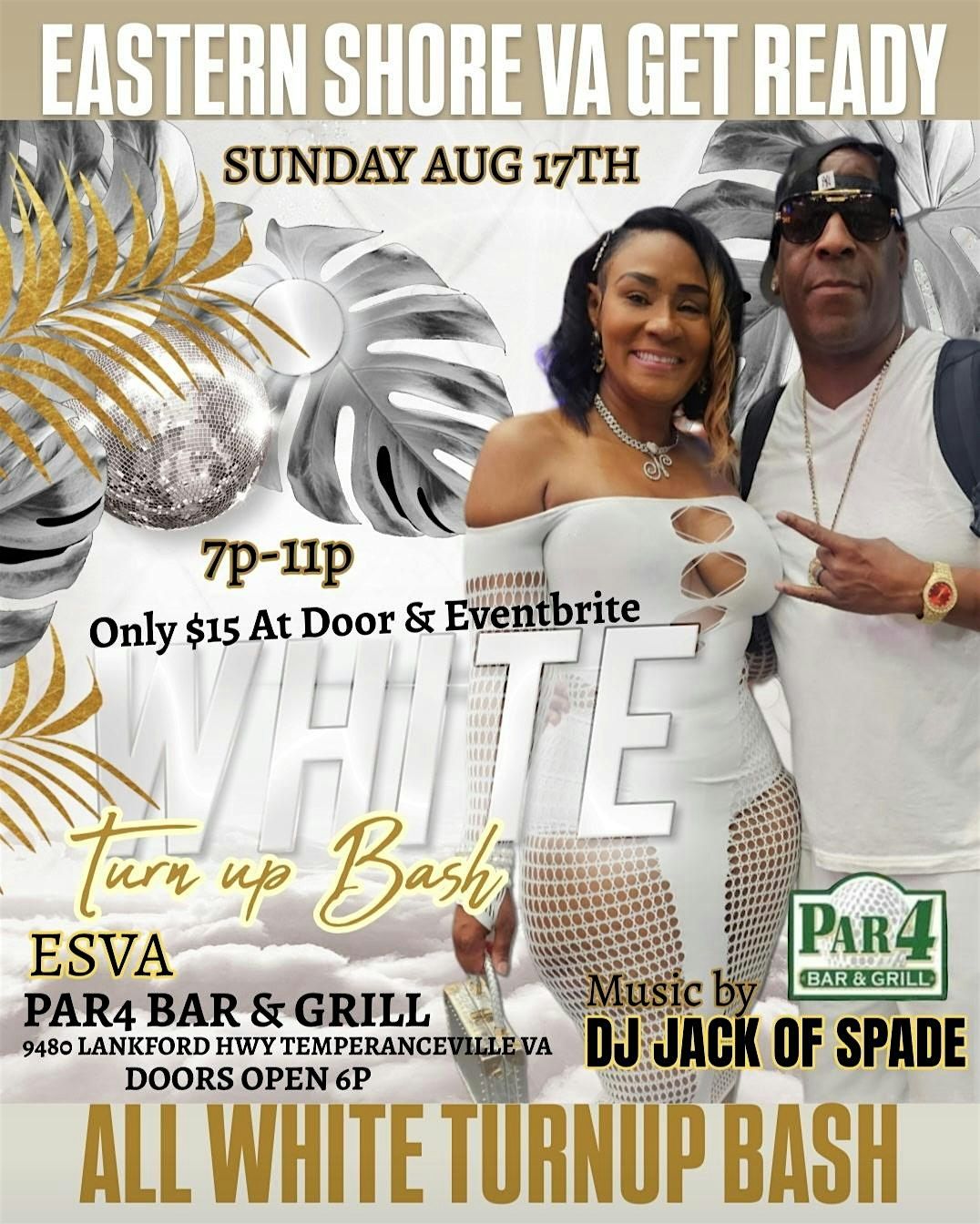 ALL WHITE TURNUP BASH Music by DJ Jack of Spade, 17 August | Event in Temperanceville | AllEvents