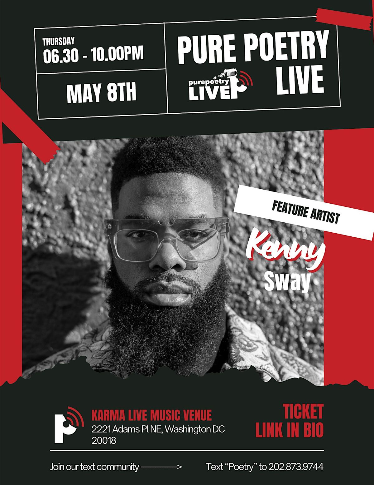 Pure Poetry Live ft. Kenny Sway, 8 May | Event in Washington | AllEvents