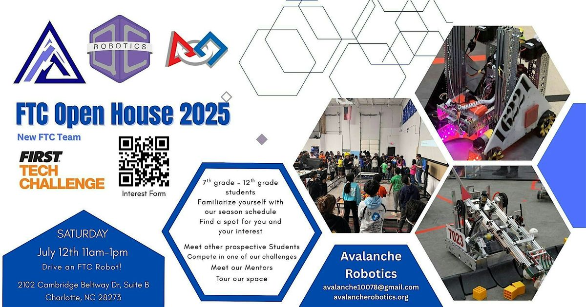 FTC Open House/Recruitment Session- Avalanche Robotics, 12 July | Event in Charlotte | AllEvents