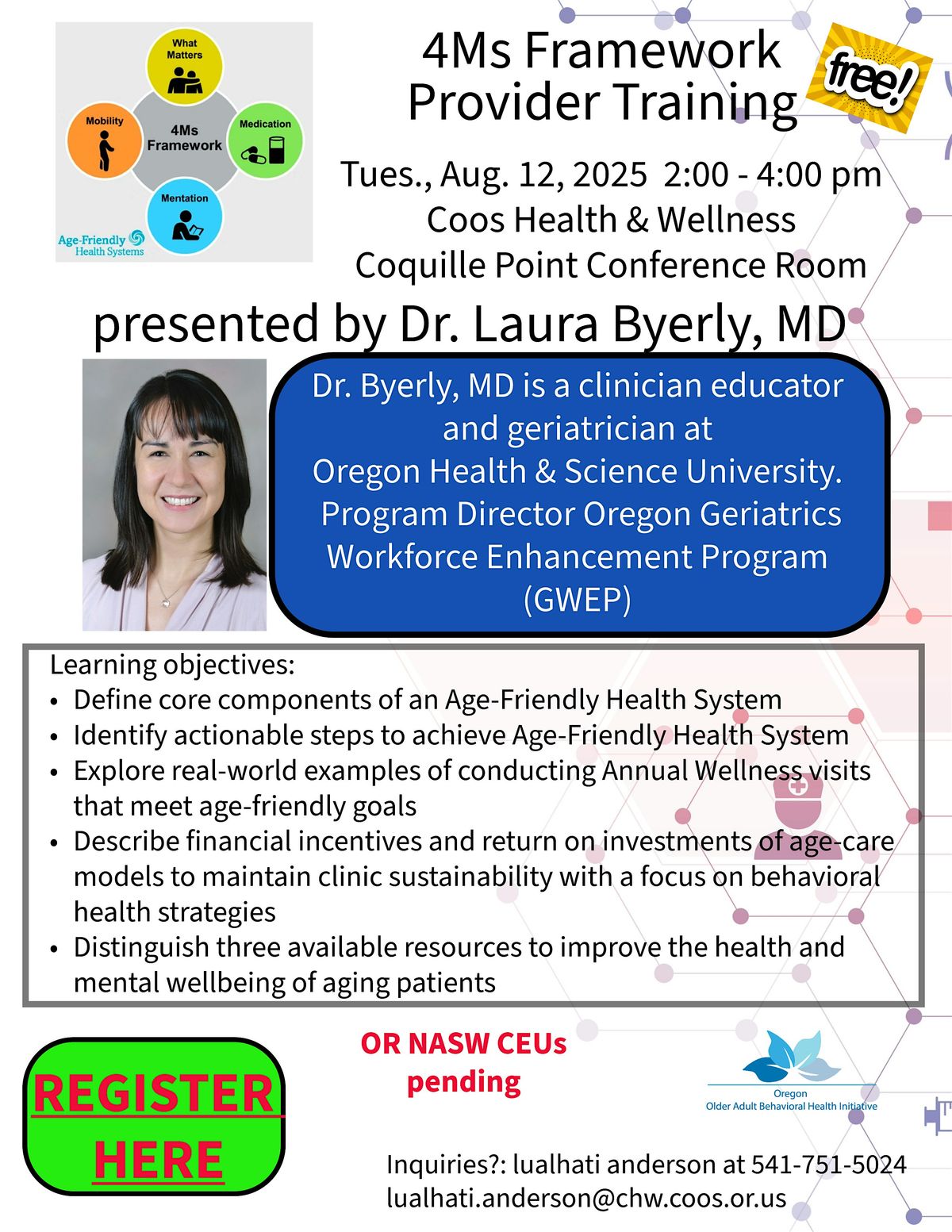 4Ms Framework:  Provider Training, 12 August | Event in Coos Bay | AllEvents