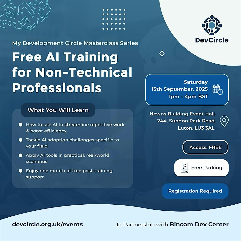 Free  AI Training for Non-Technical Professionals, 13 September | Event in Luton | AllEvents