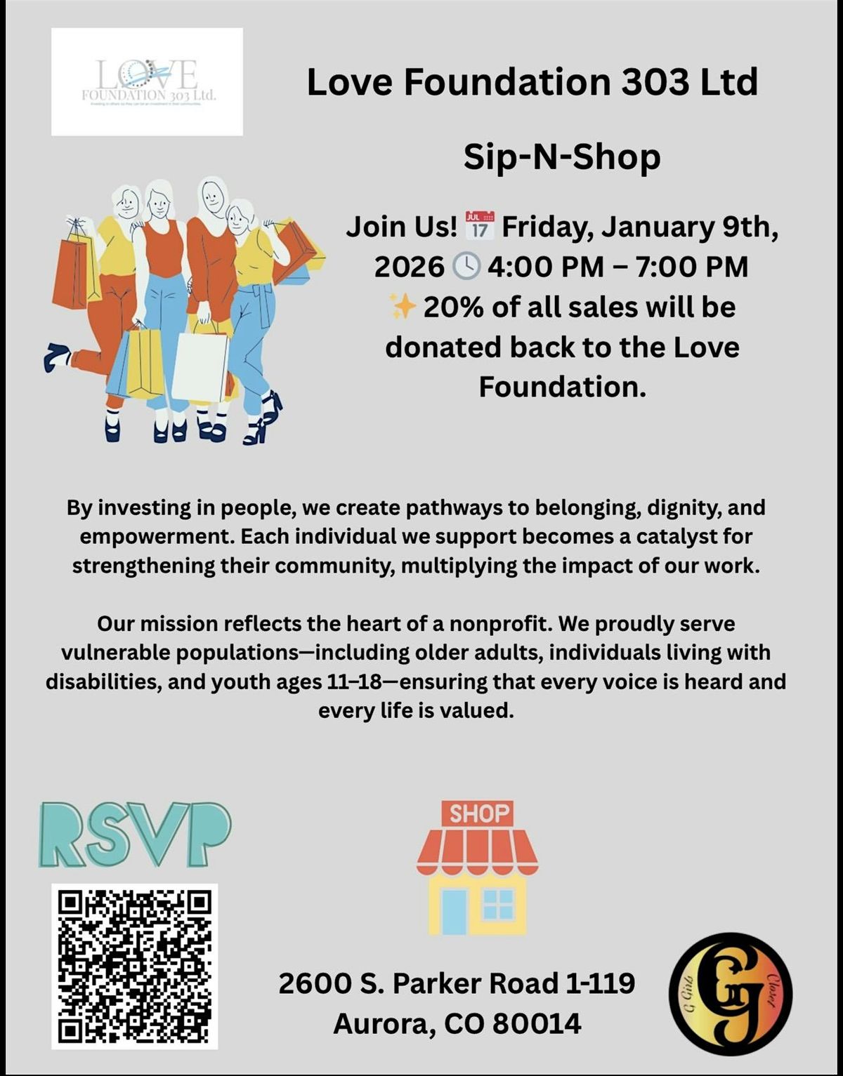 At Love Foundation 303 Sip-N-Shop Kickback, 9 January | Event in Aurora | AllEvents