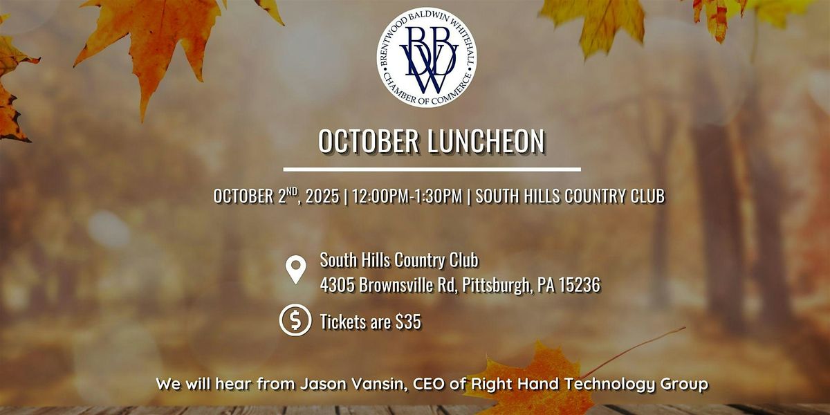 October Luncheon, 2 October | Event in Pittsburgh | AllEvents