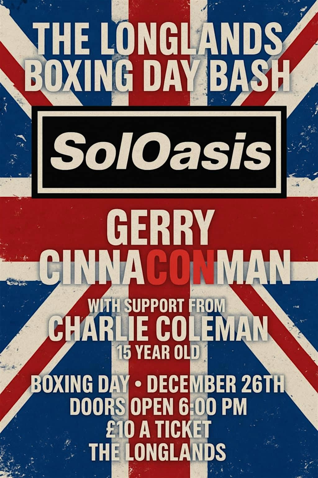 The Longlands Boxing Day Bash - SolOasis - Gerry CinnaConMan, 26 December | Event in Middlesbrough | AllEvents