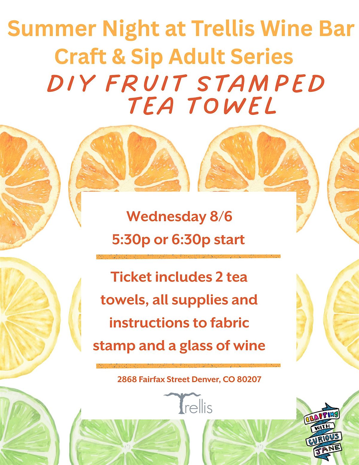 Craft & Sip: DIY Fruit Stamped Tea Towels, 6 August | Event in Denver | AllEvents