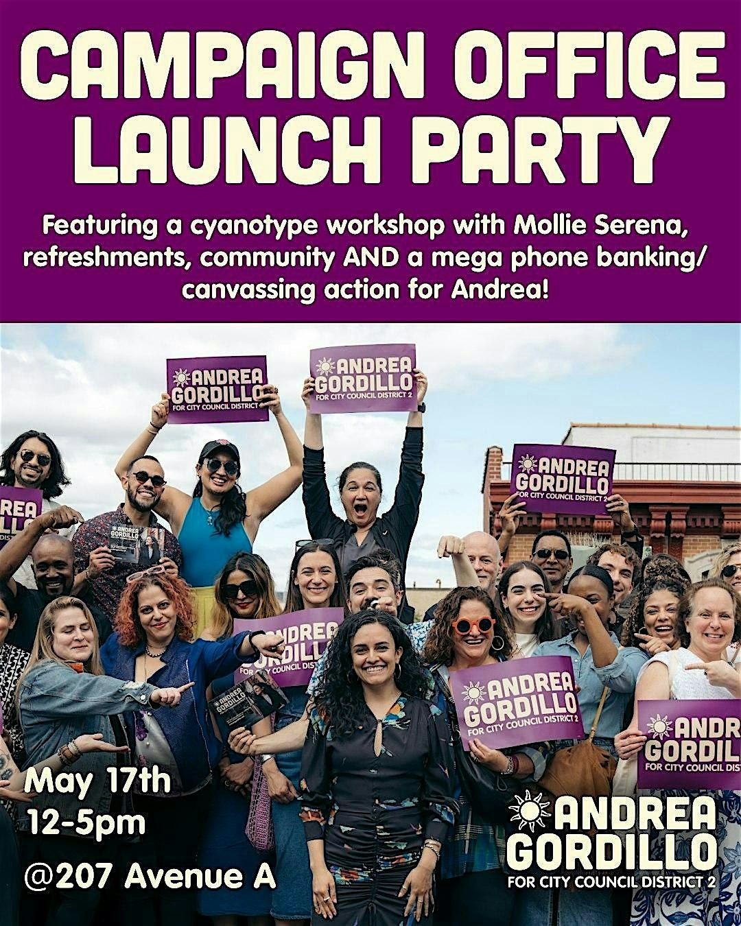 Campaign Office Launch and Canvass Party for Andrea, 17 May | Event in New York | AllEvents