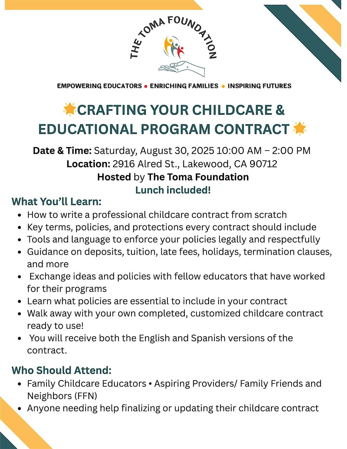 Crafting Your Childcare & Educational Program Contract, 1 November | Event in Lakewood | AllEvents