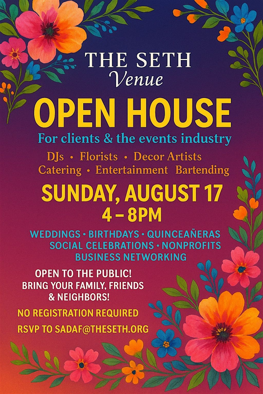 Vendor Open House - THE SETH Venue!, 17 August | Event in Sugar Land | AllEvents