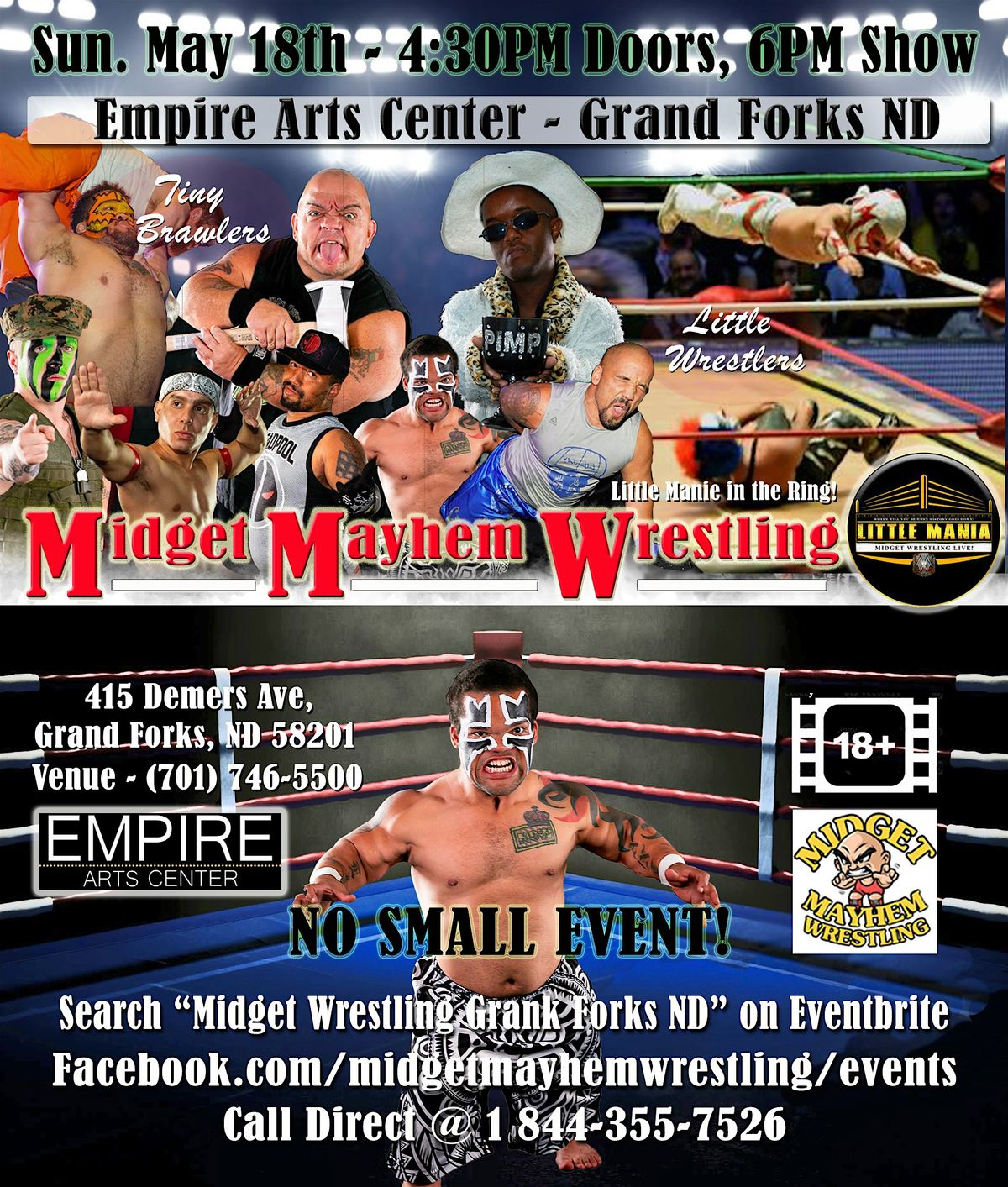 Midget Mayhem Little Mania Wrestling LIVE! Grand Forks ND (Ages 18+), 18 May | Event in Grand Forks | AllEvents