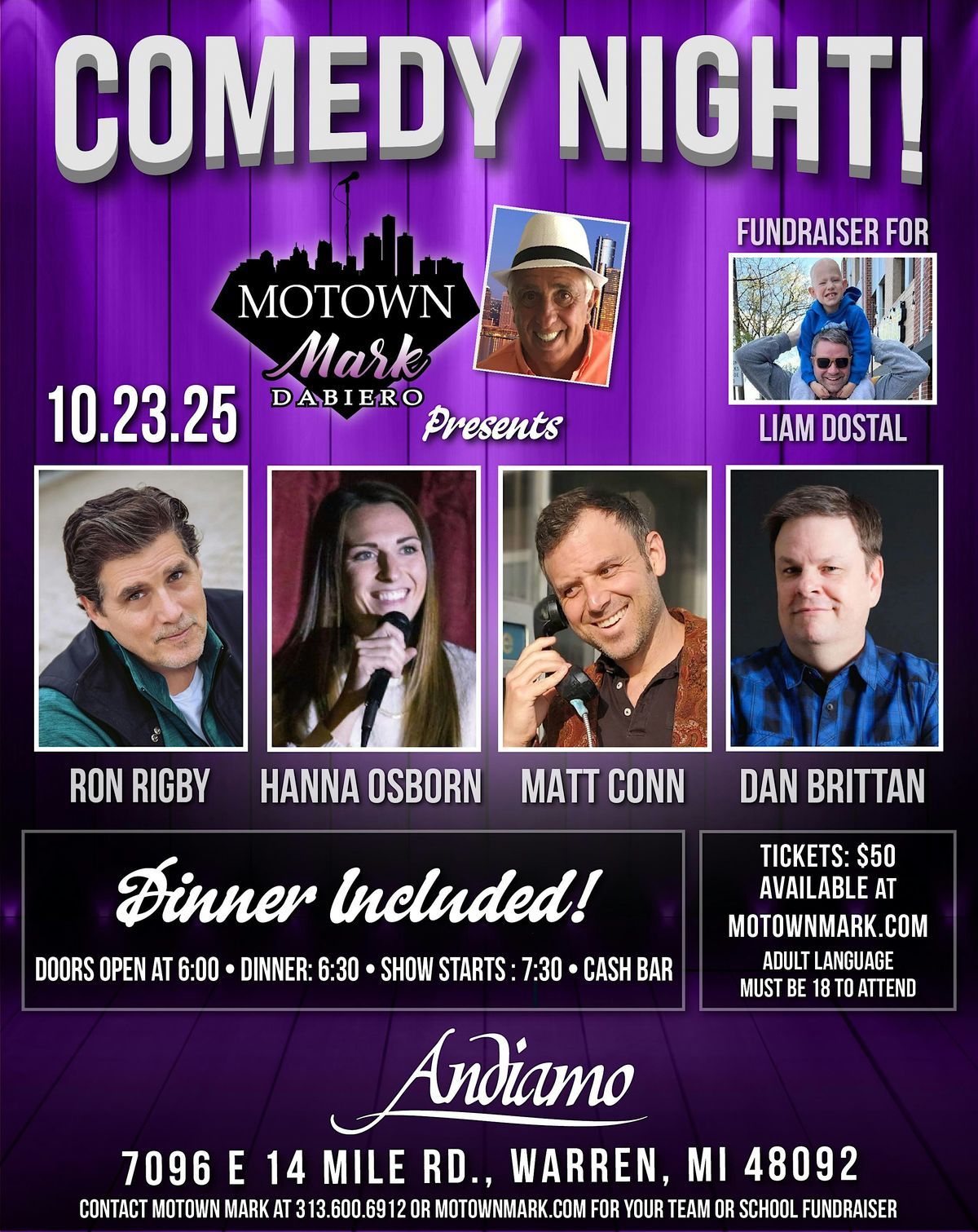 Motown Mark's Comedy Night Returns to Andiamos!, 23 October | Event in Warren | AllEvents