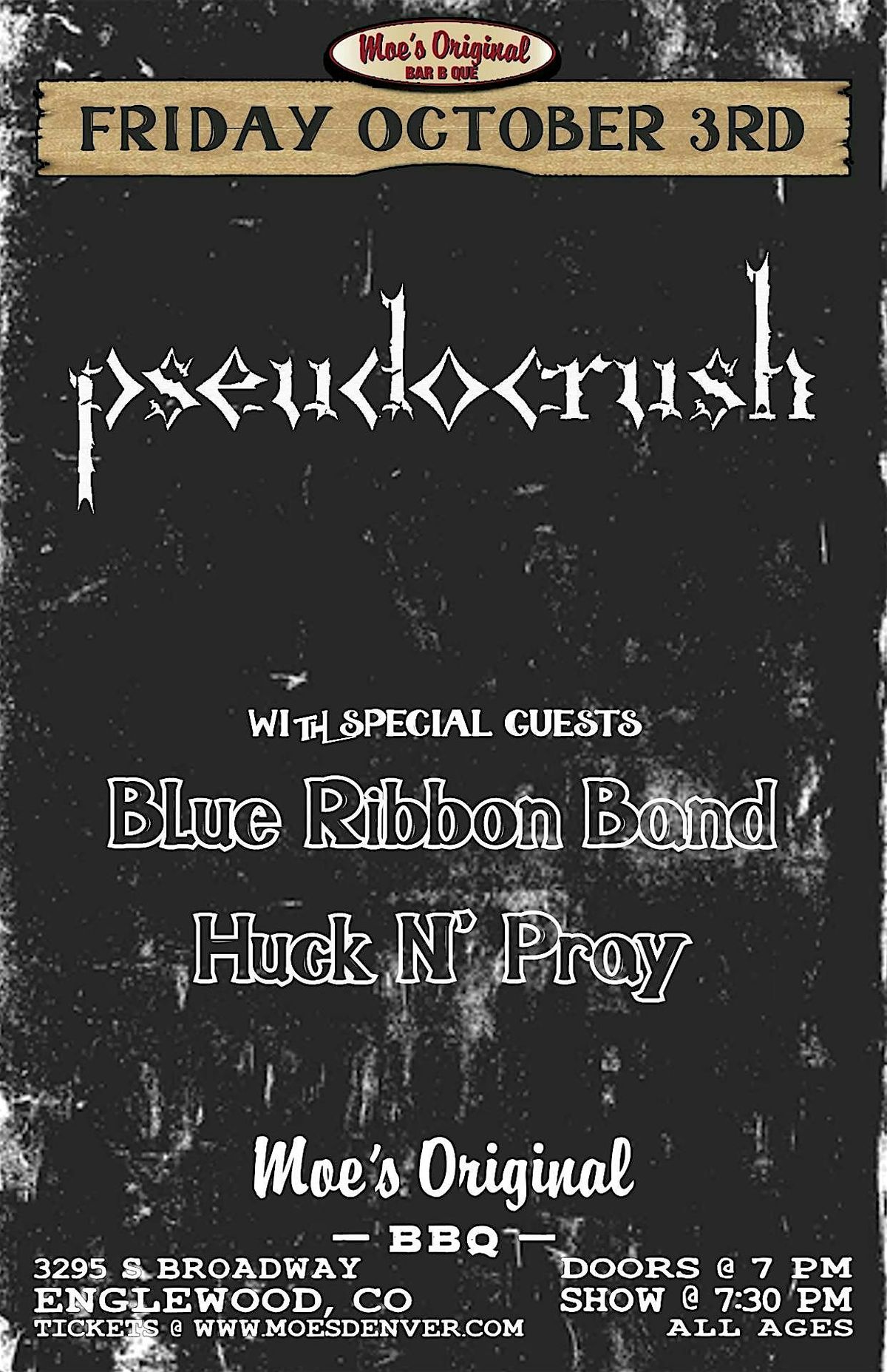 pseudocrush w/ Blue Ribbon Band + Huck N' Pray, 3 October | Event in Englewood | AllEvents