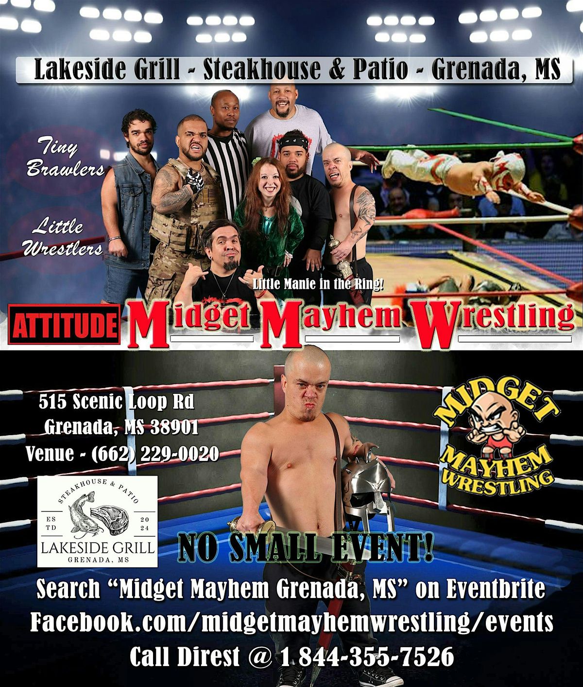 Midget Mayhem Wrestling with Attitude Goes Wild! Grenada MS 21+, 19 September | Event in Grenada | AllEvents