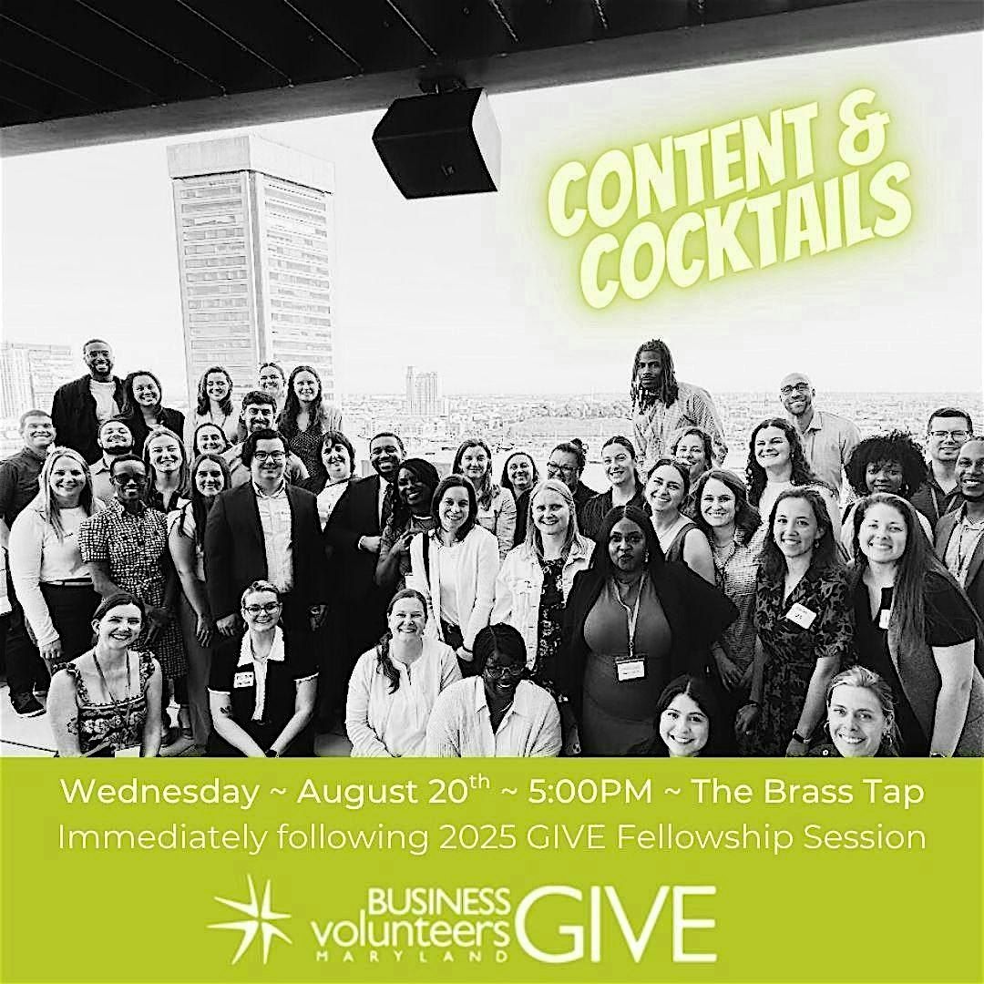 GIVE Content & Cocktails: Connect and Learn about the 15-Year GIVE Reunion, 20 August | Event in Baltimore